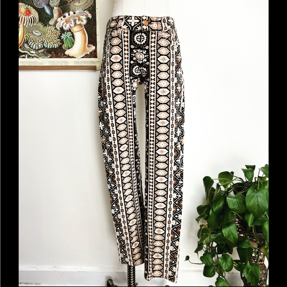 Anthropologie Pilcro and Letterpress Boho Print Skinny Corduroy Pants size 26